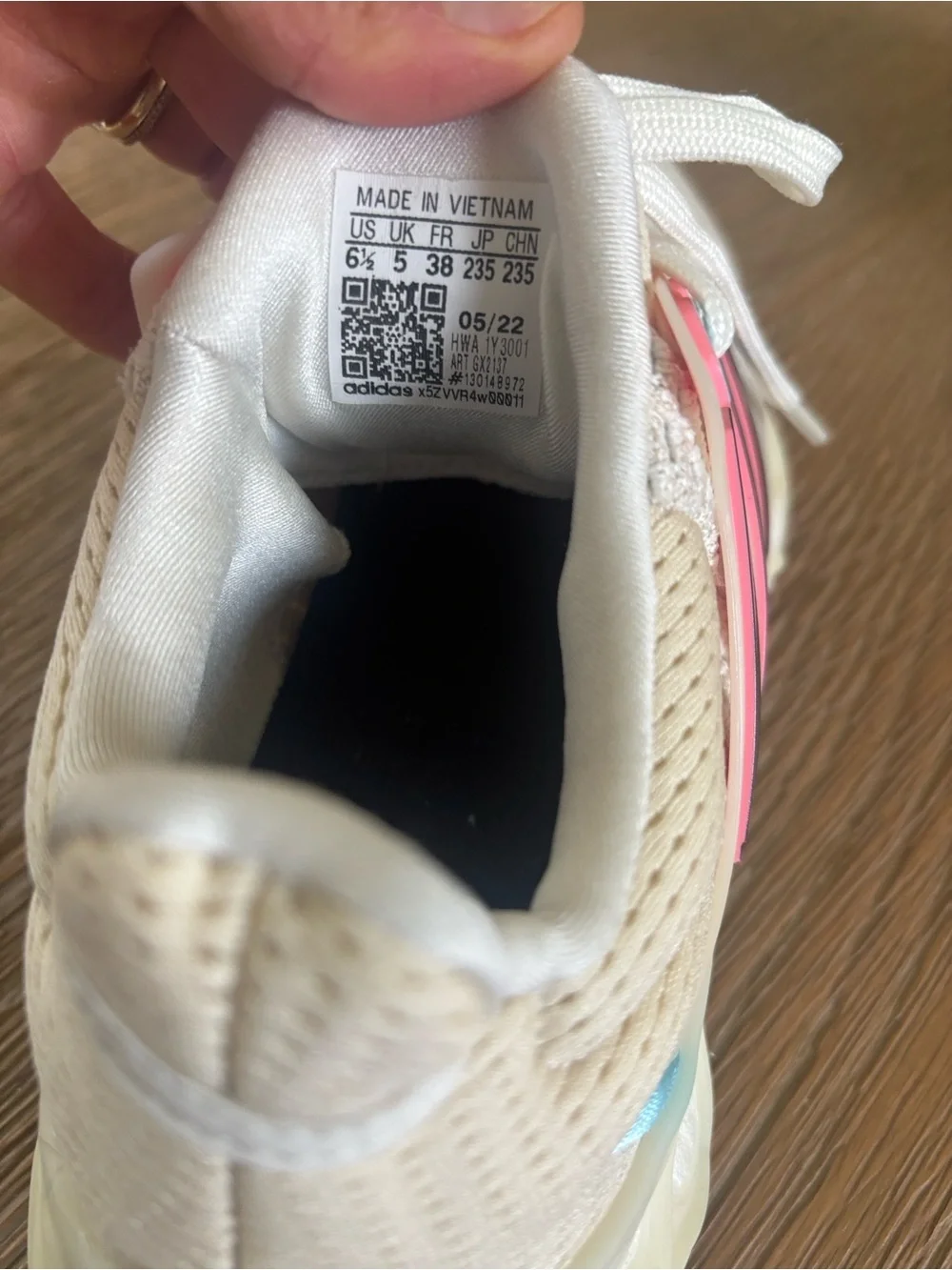 adidas Kids Sneakers Cream with Pink & Navy Accents